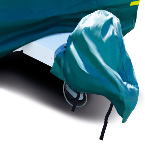 Elastic Hem & Reflectors 21-23ft MP Essentials All Season Breathable 4-Ply Green Caravan Covers with Straps