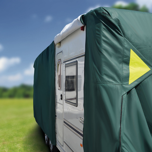 Elastic Hem & Reflectors 21-23ft MP Essentials All Season Breathable 4-Ply Green Caravan Covers with Straps