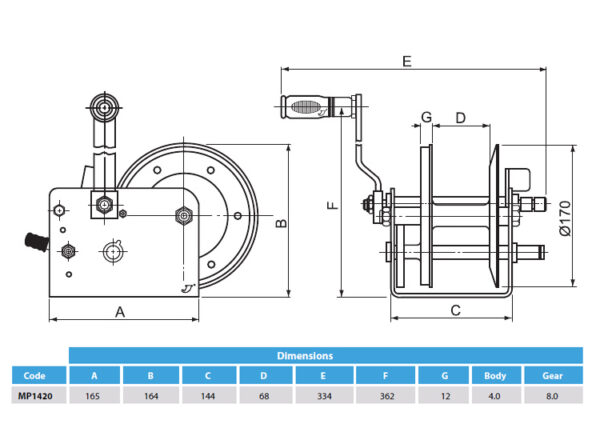MP1420 900Kg/2000Lb Professional Hand Winch - Image 2
