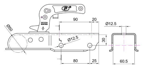 MP1925 1300Kg Pressed Steel 60mm Coupling - Image 2