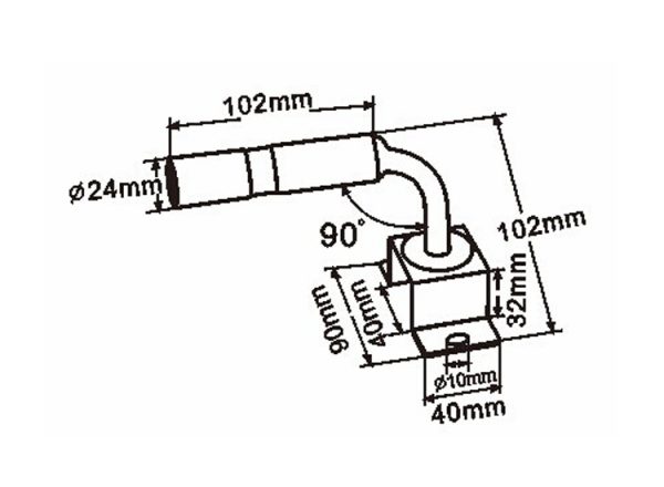 MP4442B Beacon Din Pole Mount 90° Vertical Surface Bracket - Image 2