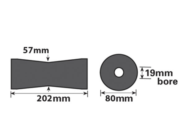 MP4622 Keel V Black Roller 202x19x57-80 - Maypole