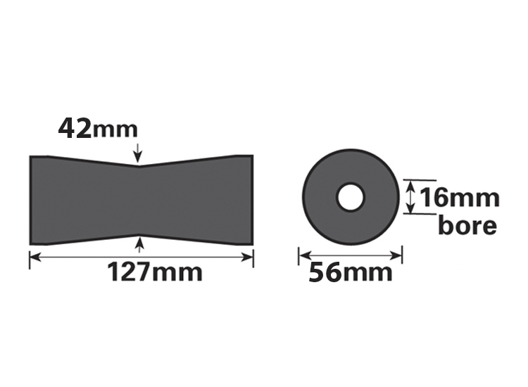 MP462 Keel V Roller 127x16x42-56 - Maypole