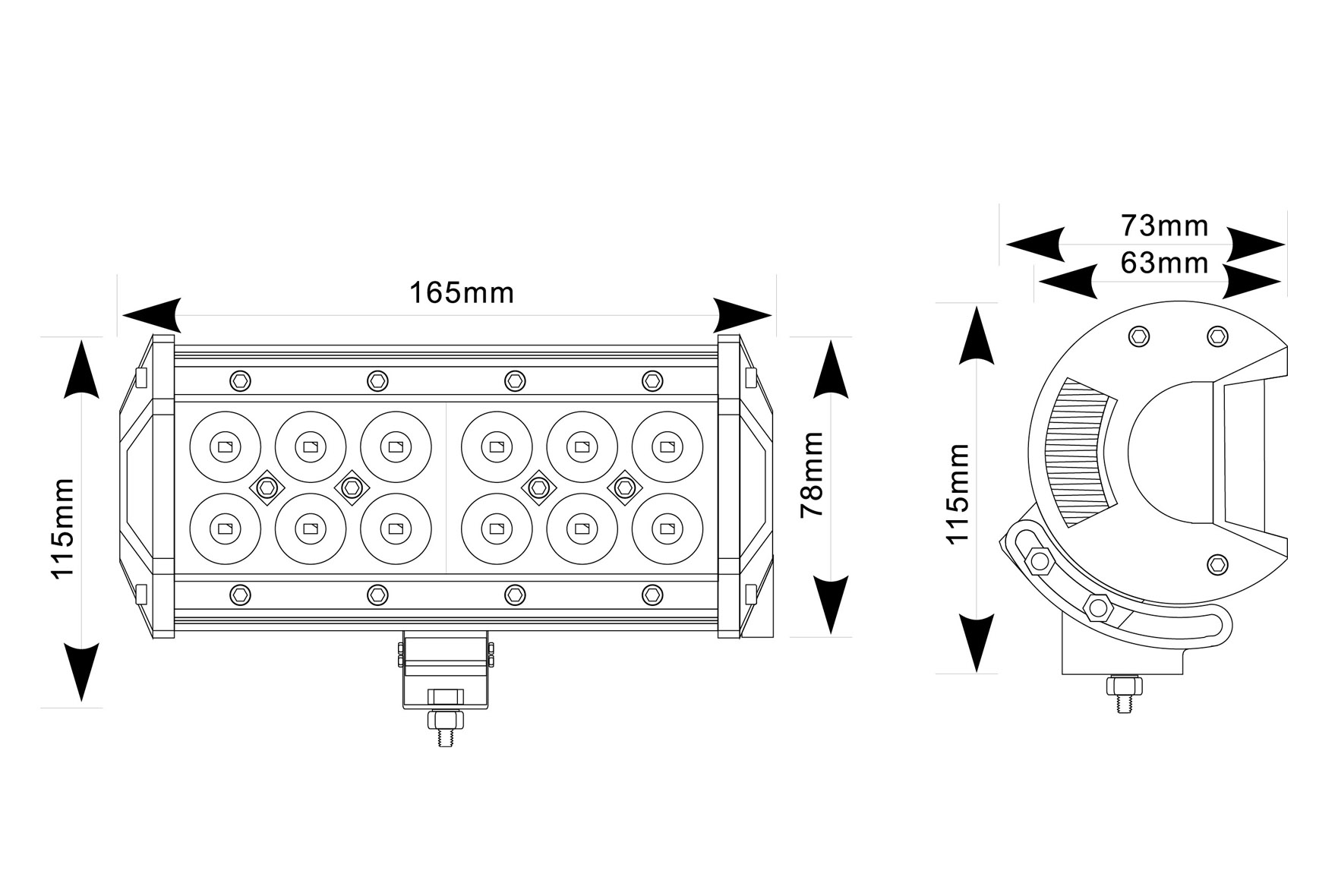 505mm 20 Inch LED Light Bar Spot Light Beam 126W 12v/24v Maypole