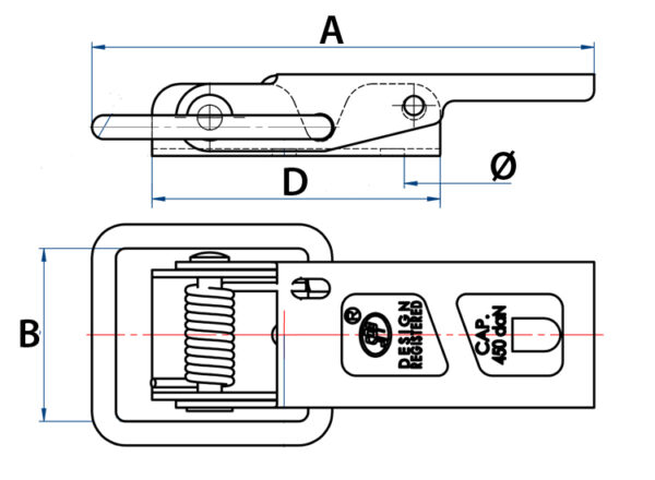 MP81303B 105.5mm x 36mm Overcentre Catch - Image 2