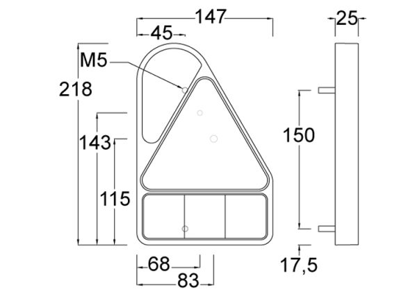 MP8605BR 10-30V LED Right Hand Triangle Combination Lamp - Image 2