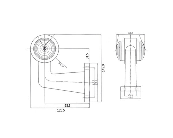 MP8764B WAS 12/24V Red/White Short 90° Stalk Marker Lamp - Image 4