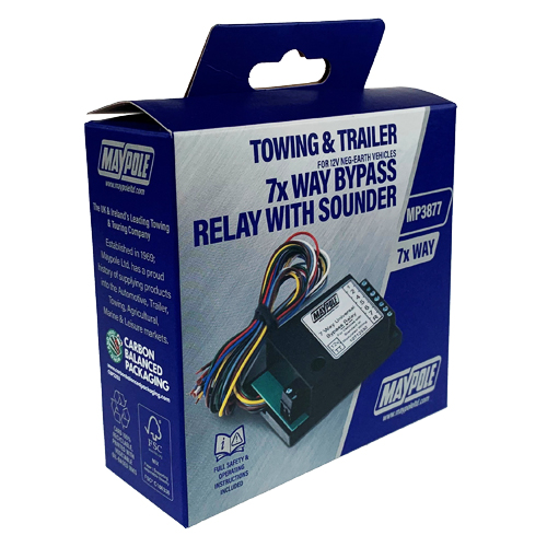MP3877 12V 7 Way Bypass Relay Display Packed
